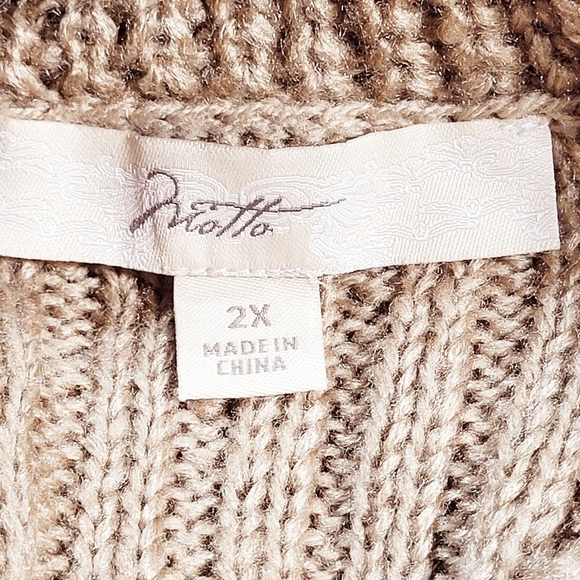 Motto Chunky Golden Brown Cable Knit Cowl Neck Sweater Women's (2X) - Picture 7 of 11